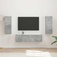 Tv-meubelset Wandgemonteerd 2 pcs Beton Grijs Bewerkt hout - thumbnail