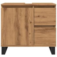 Badkamerkast 65x33x60 cm bewerkt hout artisanaal eikenkleurig - thumbnail
