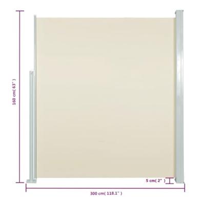 VidaXL Wind-/zonnescherm uittrekbaar 160x300 cm crèmekleurig