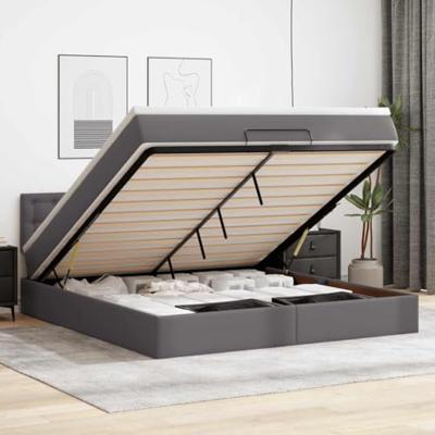 Ottoman bed met matras 160x200cm kunstleer grijs