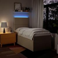 Boxspring met matras stof crèmekleurig 90x190 cm - thumbnail