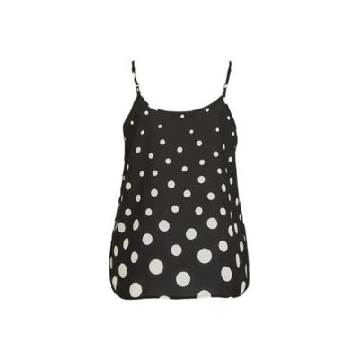 JD Williams spaghettitop met stippen en kant zwart/wit