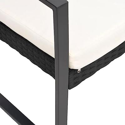 Tuinbank 3-zits met kussens polypropeen rattan zwart