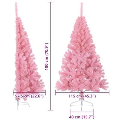 VidaXL Kunstmatig voorverlicht kerstboom met 300 led roze 180 cm pvc