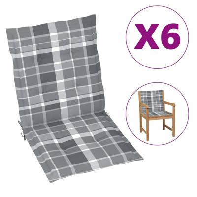 VidaXL Tuinstoelkussens 6 st 100x50x3 cm oxford stof ruitpatroon grijs