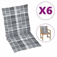 VidaXL Tuinstoelkussens 6 st 100x50x3 cm oxford stof ruitpatroon grijs - thumbnail