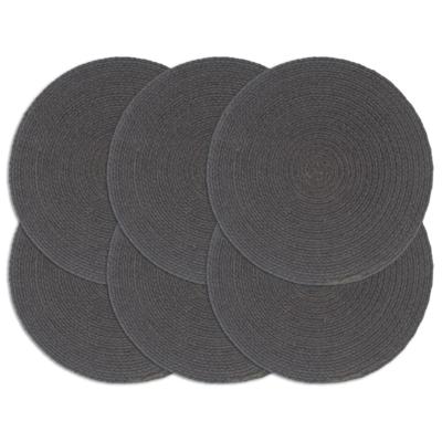 Placemats 6 st rond 38 cm katoen effen donkergrijs