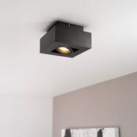Pollux nero I by LUSENZ - Vierkante plafondlamp met richtbare spot, matzwarte coating en interieur - thumbnail