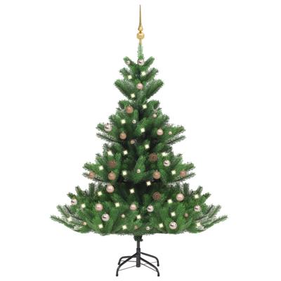VidaXL Kunstkerstboom nordmann met led's en kerstballen 180 cm groen