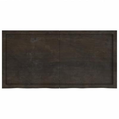 Wastafelblad 120x60x(2-6) cm behandeld massief hout donkerbruin