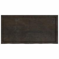 Wastafelblad 120x60x(2-6) cm behandeld massief hout donkerbruin - thumbnail