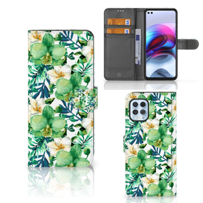 Motorola Moto G100 Hoesje Orchidee Groen Motorola Moto G100 Hoesje Orchidee Groen