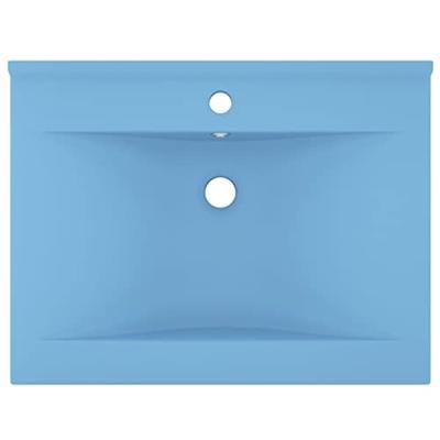 Wastafel met kraangat 60x46 cm keramiek mat lichtblauw