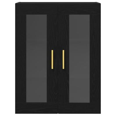 Wandkast Zwart eiken 69.5 x 34 x 90 cm Bewerkt hout