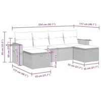 6-delige Loungeset met kussens poly rattan bruin - thumbnail