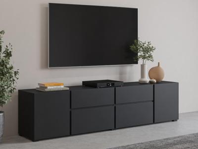 Tv-meubel ASYMI 4 deuren 2 lades zwart Tv-meubel ASYMI 4 deuren 2 lades zwart