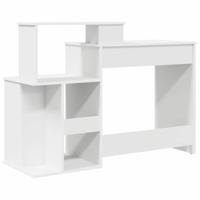 Bureau met Opbergruimte Wit 120,5 x 44 x 88,5 cm Bewerkt hout - thumbnail