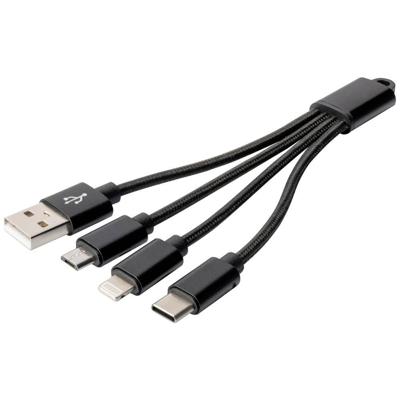 Digitus Mobiele telefoon, Apple iPad/iPhone/iPod, Laptop Laadkabel [1x USB-A - 3x USB] 0.15 m