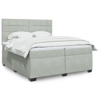 Boxspring met matras fluweel lichtgrijs 200x200 cm - thumbnail