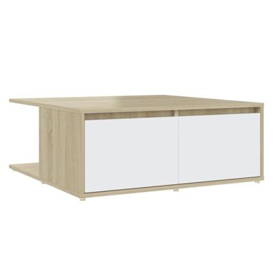 Salontafel 80x80x31 cm spaanplaat wit en sonoma eikenkleurig