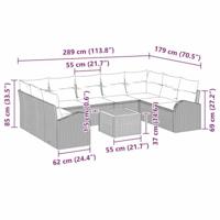 Tuinbankenset met kussen 10 pcs Beige poly rattan - thumbnail