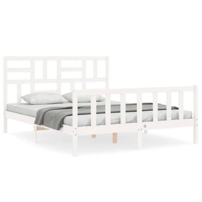 Bedframe zonder matras massief grenenhout wit 160x200 cm