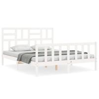 Bedframe zonder matras massief grenenhout wit 160x200 cm - thumbnail