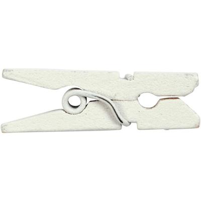 Creativ Company Mini wasknijpers, l: 25 mm, b: 3 mm, wit, 36 stuk/ 1 doos
