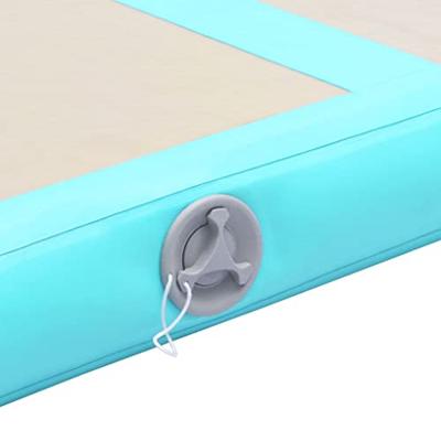 Gymnastiekmat met pomp opblaasbaar 700x100x10 cm PVC groen - thumbnail