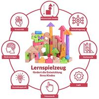 Schuimrubberen blokkenset met inhoud 100 blokken of bouwstenen - thumbnail