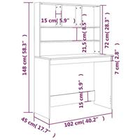 Bureau met schappen 102x45x148 cm bewerkt hout zwart - thumbnail