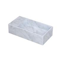 INK - Fontein Hardsteen Links met Kraangat - 360x180x90 mm - Mat Wit Marmer - thumbnail