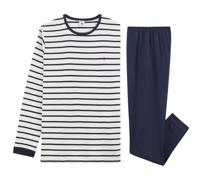 Gestreepte pyjama jongen PETIT BATEAU ecru - thumbnail