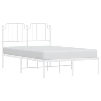 Bedframe met hoofdbord metaal wit 120x190 cm
