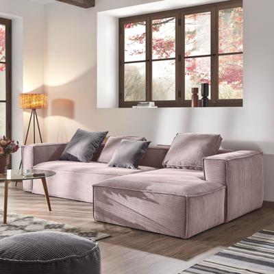 Kave Home Loungebank 'Blok' Rib, Rechts 330cm, kleur Roze