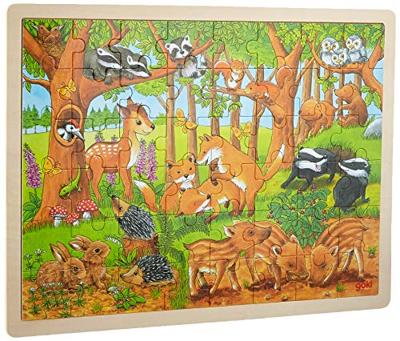 Goki houten legpuzzel - bosdieren, 48st. - thumbnail