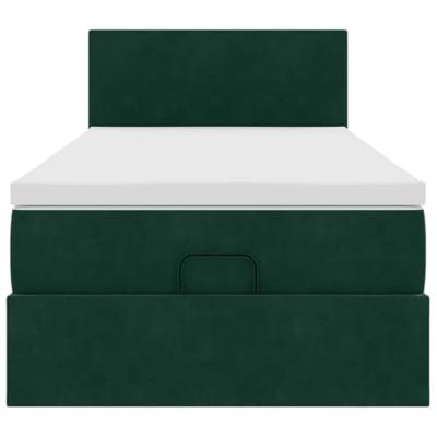Ottoman bed met matras 100x200 cm fluweel donkergroen