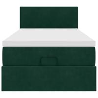 Ottoman bed met matras 100x200 cm fluweel donkergroen - thumbnail