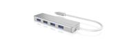 ICY BOX 4-voudige USB-C-hub met 4 x USB 3.0, USB 3.0-aansluiting, aluminium, geïntegreerde kabel, zilver/wit. - thumbnail