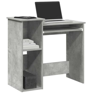Bureau met schappen 84x40x78 cm bewerkt hout betongrijs Bureau met schappen 84x40x78 cm bewerkt hout betongrijs