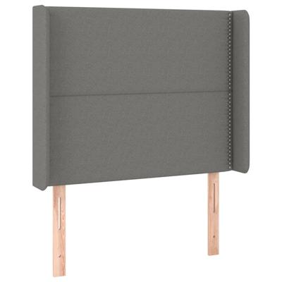 Hoofdbord met randen 163x16x78/88 cm stof donkergrijs - thumbnail
