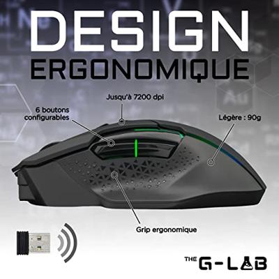 Wireless RGB Gaming Mouse De G -LAB 7200 DPI - Zwart
