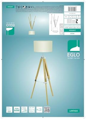 EGLO LANTADA vloerverlichting Beige E27 60 W EGLO LANTADA vloerverlichting Beige E27 60 W