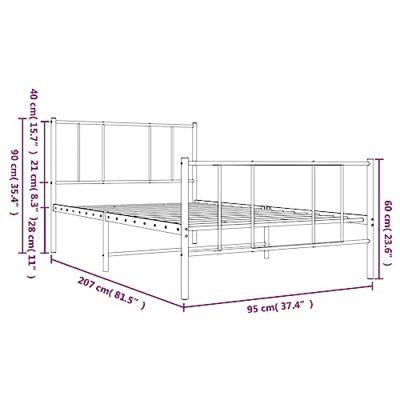 Bedframe met hoofd- en voeteneinde metaal zwart 90x200 cm Bedframe met hoofd- en voeteneinde metaal zwart 90x200 cm