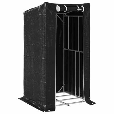 VidaXL Haardhoutrek met regenhoes 100x100x200 cm gegalvaniseerd staal