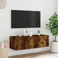 Tv-wandmeubel met LED-verlichting 100x35x31 cm gerookt eiken - thumbnail
