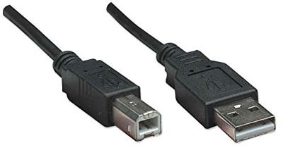 Manhattan USB 2.0 USB-A-stekker, USB-B-stekker, 50,00 cm, zwart, afschermingsfolie, UL-gecertificeerd, vergulde contacten 374507