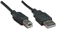 Manhattan USB 2.0 USB-A-stekker, USB-B-stekker, 50,00 cm, zwart, afschermingsfolie, UL-gecertificeerd, vergulde contacten 374507 - thumbnail
