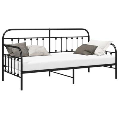 Bedframe voor een daybed met hoofdeinde Zwart 90 x 200 cm Staal