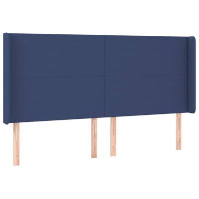 Hoofdbord met randen 183x16x118/128 cm stof blauw